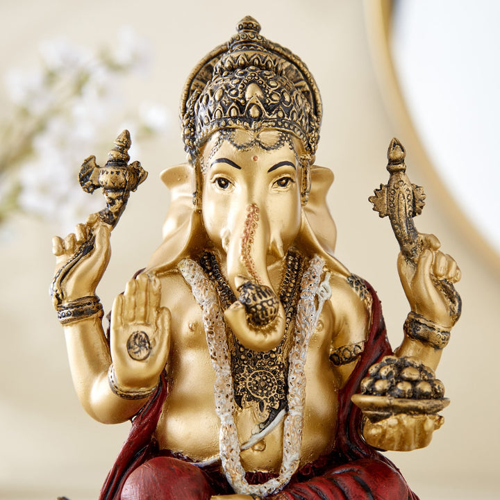 Decorative Ganesh Statue on Lotus Base Resin Showpiece for Housewarming & Diwali Gifts - Karigaari India Aesthetic Home Decor