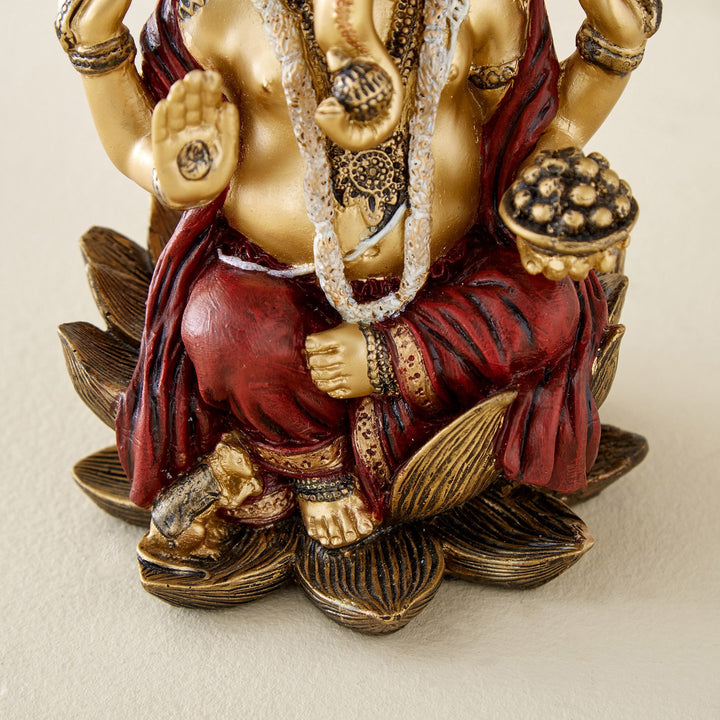Decorative Ganesh Statue on Lotus Base Resin Showpiece for Housewarming & Diwali Gifts - Karigaari India Aesthetic Home Decor