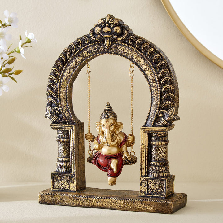 Resin Swinging Ganesha Murti | Decorative Home & Pooja Gift - Karigaari India Aesthetic Home Decor
