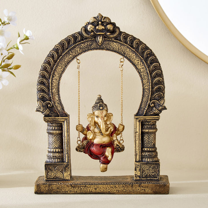 Resin Swinging Ganesha Murti | Decorative Home & Pooja Gift - Karigaari India Aesthetic Home Decor