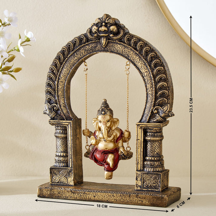 Resin Swinging Ganesha Murti | Decorative Home & Pooja Gift - Karigaari India Aesthetic Home Decor