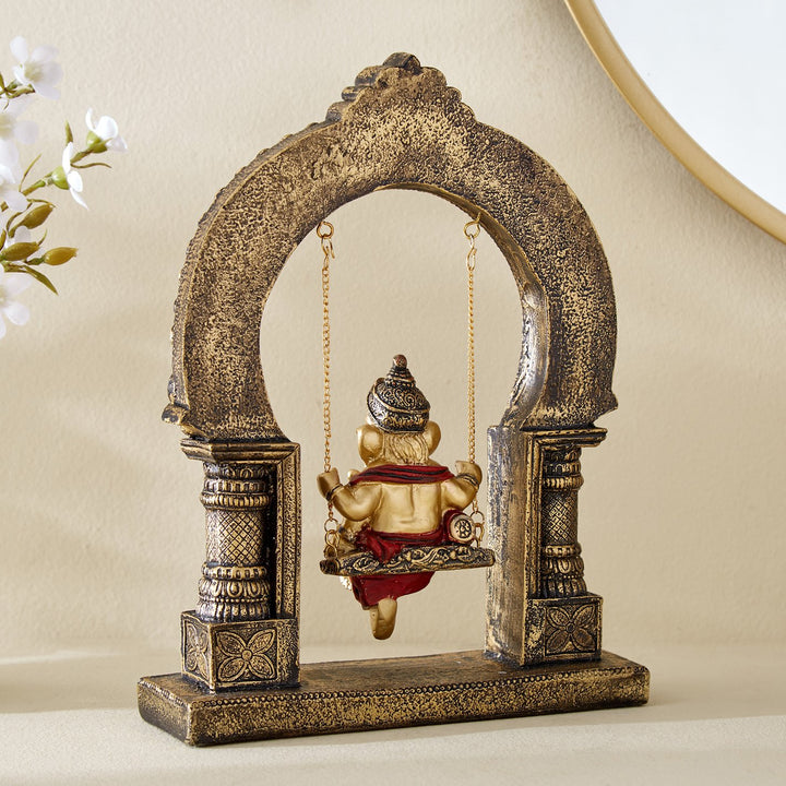 Resin Swinging Ganesha Murti | Decorative Home & Pooja Gift - Karigaari India Aesthetic Home Decor