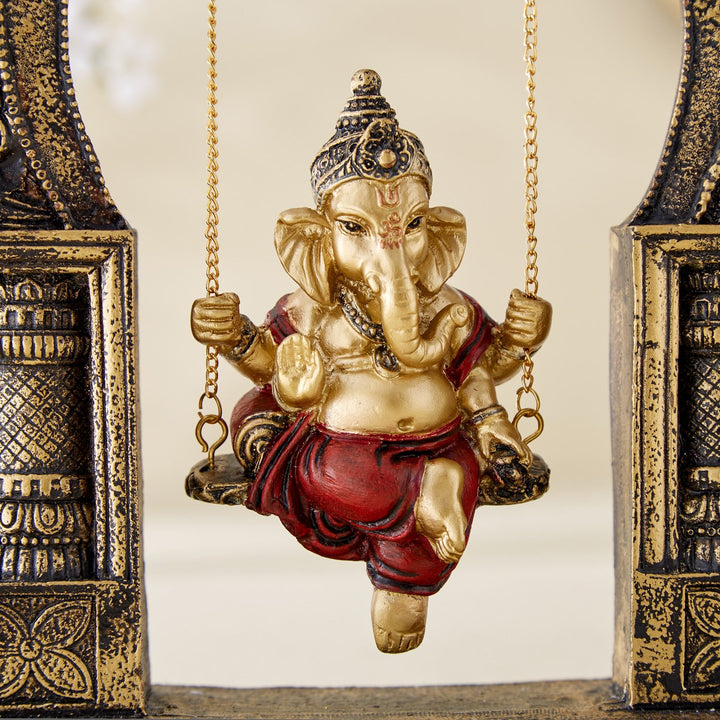 Resin Swinging Ganesha Murti | Decorative Home & Pooja Gift - Karigaari India Aesthetic Home Decor