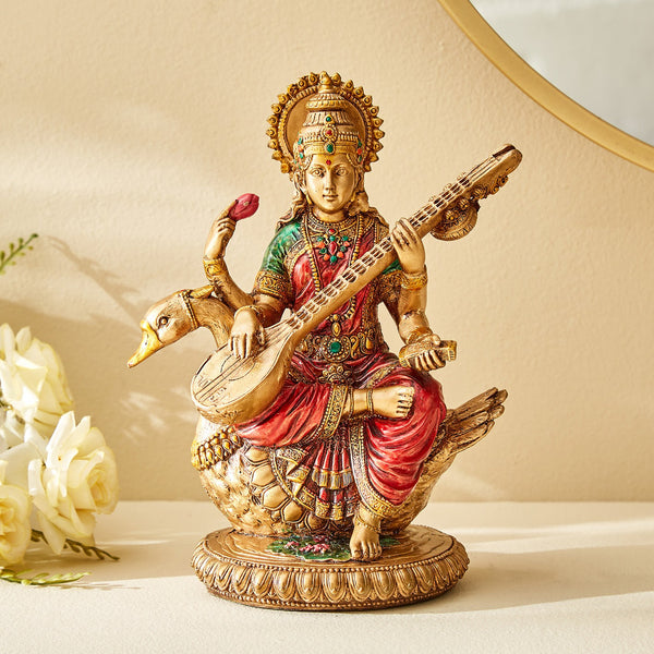 Golden Laxmi Idol for Home Temple & Daily Pooja – Premium Resin Goddess Lakshmi Murti for Spiritual Décor & Gifting