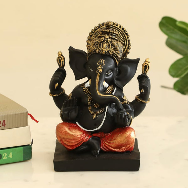 Auspicious Standing Lord Ganesha Statue  | Polyresin Golden Ganesh Figurine for Wealth, Wisdom, Obstacle Remover & Home Temple Decor Gift