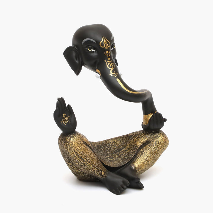 Modern Ganesha Statue: Elegant Black & Gold Lord Ganesh Idol for Home Decor - Karigaari India Aesthetic Home Decor