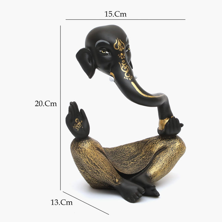 Modern Ganesha Statue: Elegant Black & Gold Lord Ganesh Idol for Home Decor - Karigaari India Aesthetic Home Decor