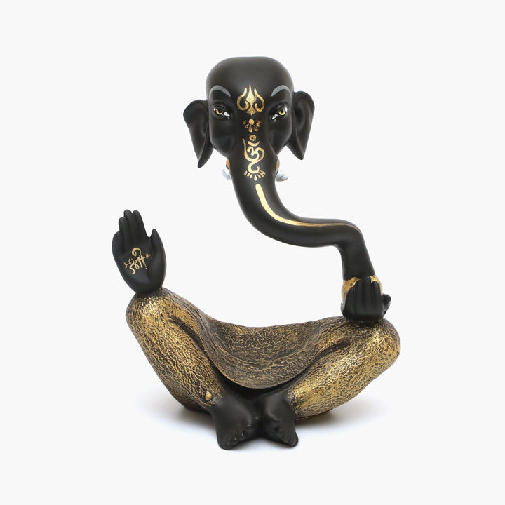 Modern Ganesha Statue: Elegant Black & Gold Lord Ganesh Idol for Home Decor - Karigaari India Aesthetic Home Decor