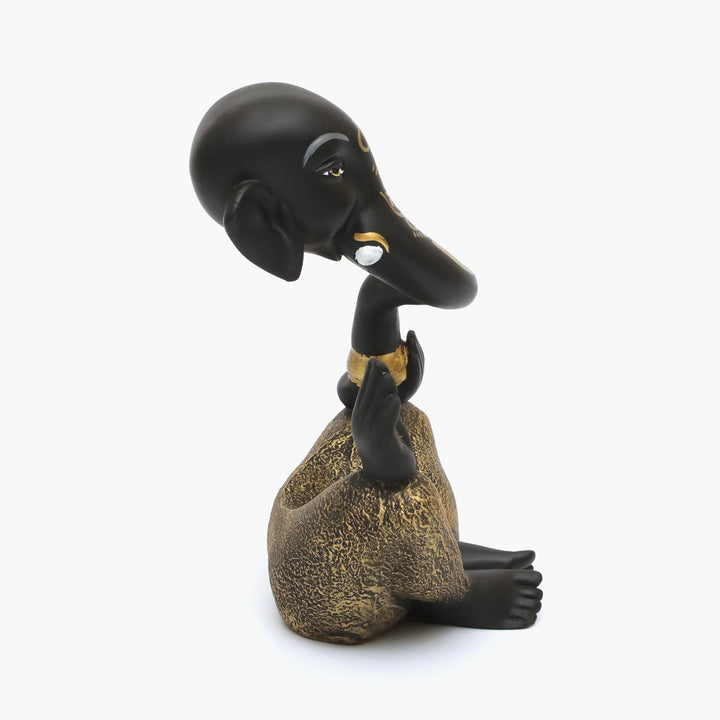 Modern Ganesha Statue: Elegant Black & Gold Lord Ganesh Idol for Home Decor - Karigaari India Aesthetic Home Decor