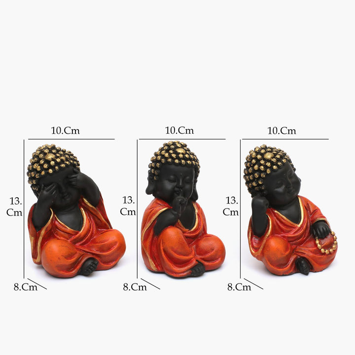 Three Wise Monk Figurines: See No Evil, Hear No Evil, Speak No Evil Statues - Karigaari India Aesthetic Home Decor