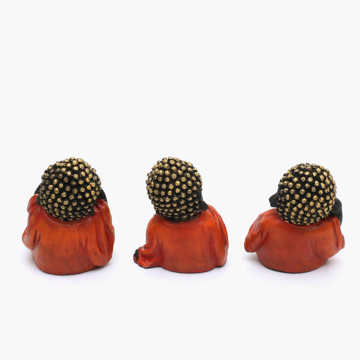 Three Wise Monk Figurines: See No Evil, Hear No Evil, Speak No Evil Statues - Karigaari India Aesthetic Home Decor