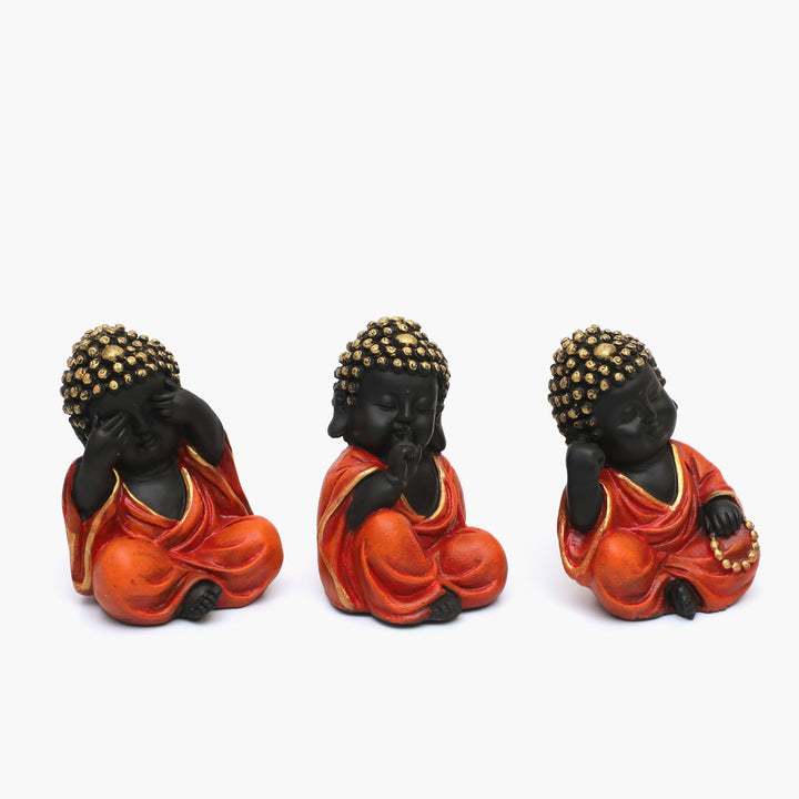 Three Wise Monk Figurines: See No Evil, Hear No Evil, Speak No Evil Statues - Karigaari India Aesthetic Home Decor