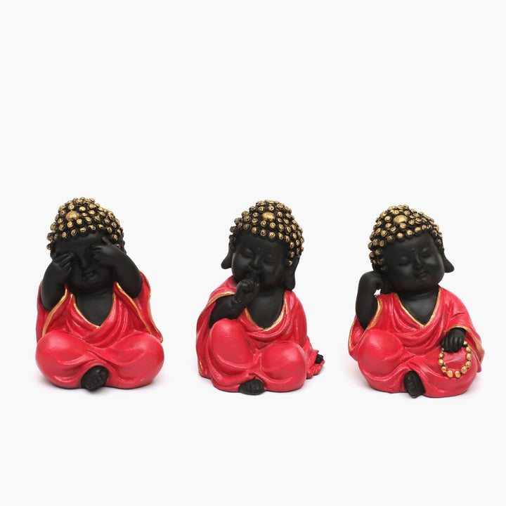 Vedas Mystical Indiana Stella Set of 3 Polyresin Monk Figurines - Karigaari India Aesthetic Home Decor