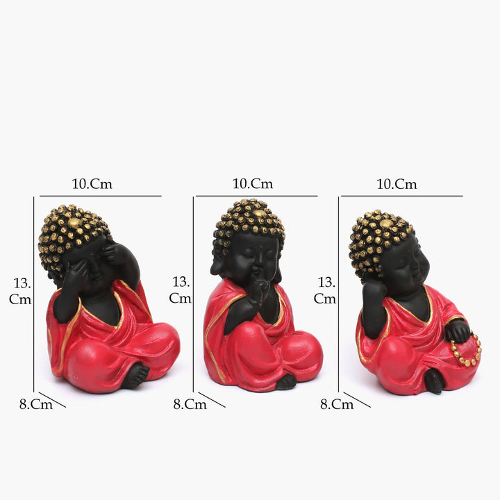 Vedas Mystical Indiana Stella Set of 3 Polyresin Monk Figurines - Karigaari India Aesthetic Home Decor