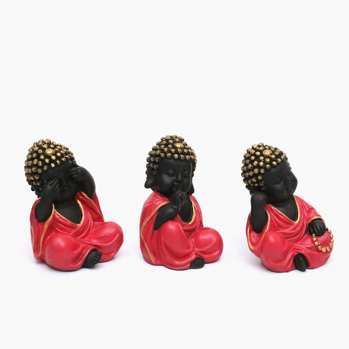 Vedas Mystical Indiana Stella Set of 3 Polyresin Monk Figurines - Karigaari India Aesthetic Home Decor