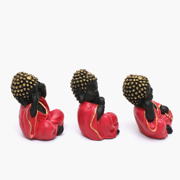 Vedas Mystical Indiana Stella Set of 3 Polyresin Monk Figurines - Karigaari India Aesthetic Home Decor