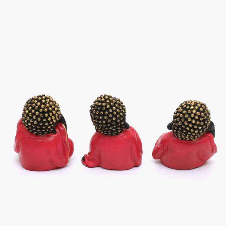 Vedas Mystical Indiana Stella Set of 3 Polyresin Monk Figurines - Karigaari India Aesthetic Home Decor