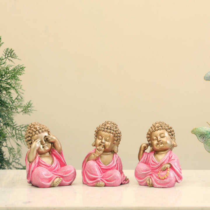Three Wise Monk Figurines: See No Evil, Hear No Evil, Speak No Evil Statues - Karigaari India Aesthetic Home Decor