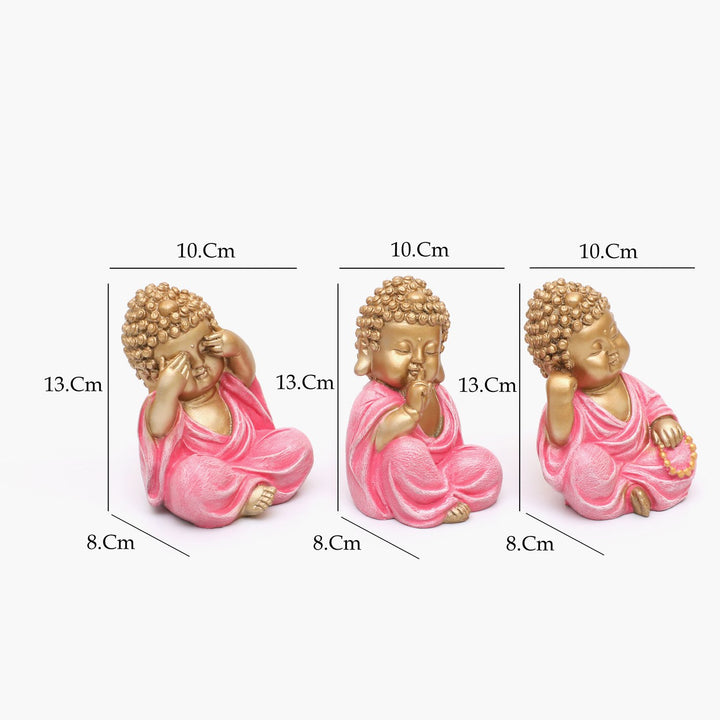 Three Wise Monk Figurines: See No Evil, Hear No Evil, Speak No Evil Statues - Karigaari India Aesthetic Home Decor