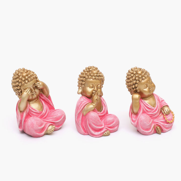 Three Wise Monk Figurines: See No Evil, Hear No Evil, Speak No Evil Statues - Karigaari India Aesthetic Home Decor