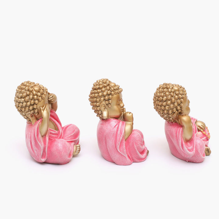 Three Wise Monk Figurines: See No Evil, Hear No Evil, Speak No Evil Statues - Karigaari India Aesthetic Home Decor