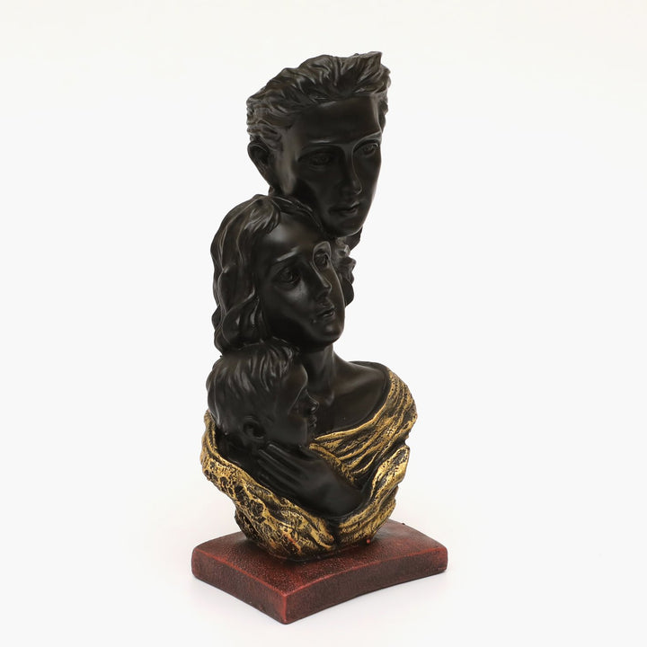 Family Love Figurine: Elegant Black & Gold Mother Father Child Statue - Karigaari India Aesthetic Home Decor