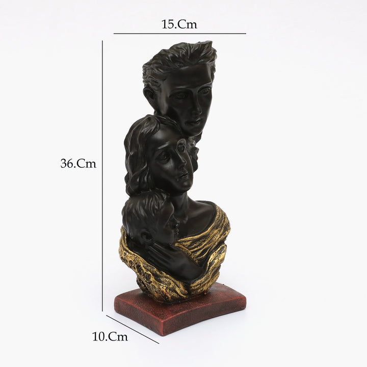 Family Love Figurine: Elegant Black & Gold Mother Father Child Statue - Karigaari India Aesthetic Home Decor