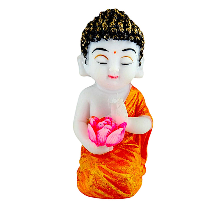 Pair of Hand-Painted Baby or individual Buddha with Lotus - Meditation Decor Set - Karigaari India Aesthetic Home Decor