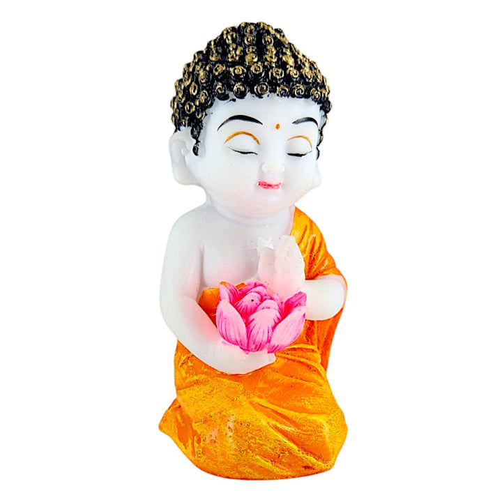 Pair of Hand-Painted Baby or individual Buddha with Lotus - Meditation Decor Set - Karigaari India Aesthetic Home Decor