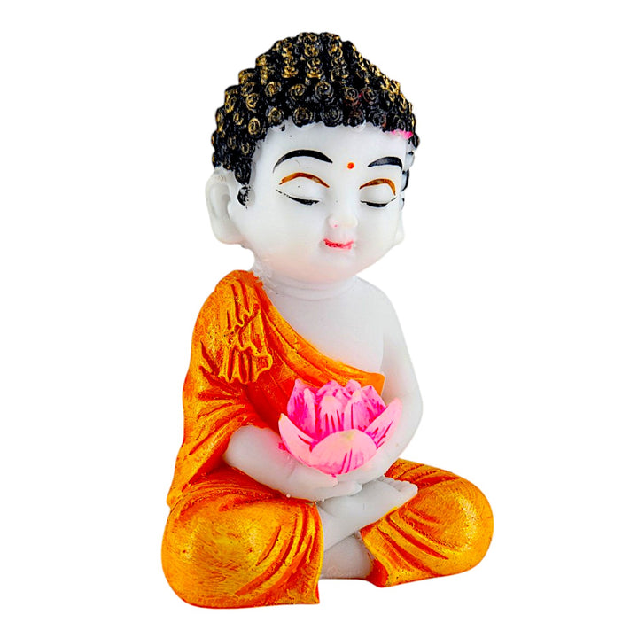 Pair of Hand-Painted Baby or individual Buddha with Lotus - Meditation Decor Set - Karigaari India Aesthetic Home Decor