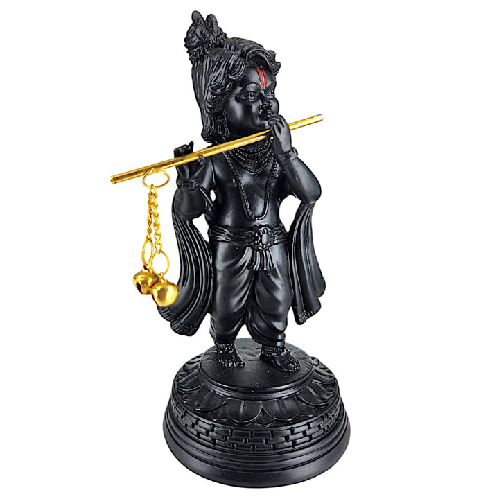 Resin Krishna Statue with Flute -Brings Joy, Love & Prosperity- Hindu God Idol for Home & Gifts - Karigaari India Aesthetic Home Decor