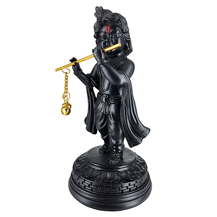 Resin Krishna Statue with Flute -Brings Joy, Love & Prosperity- Hindu God Idol for Home & Gifts - Karigaari India Aesthetic Home Decor