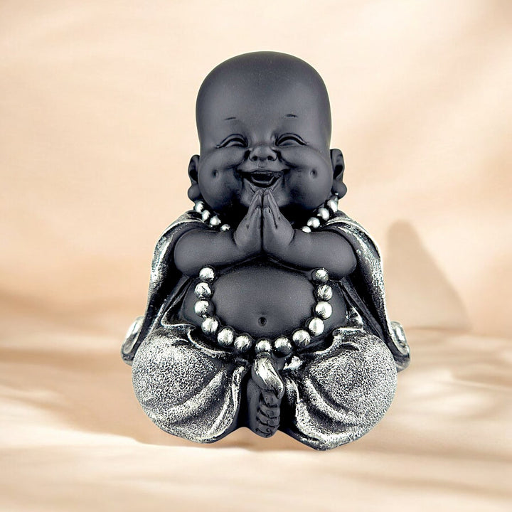 Smiling Buddha Monk Idol for Home Decor | Feng Shui Good Luck Statue | Spiritual Gift - Karigaari India Aesthetic Home Decor