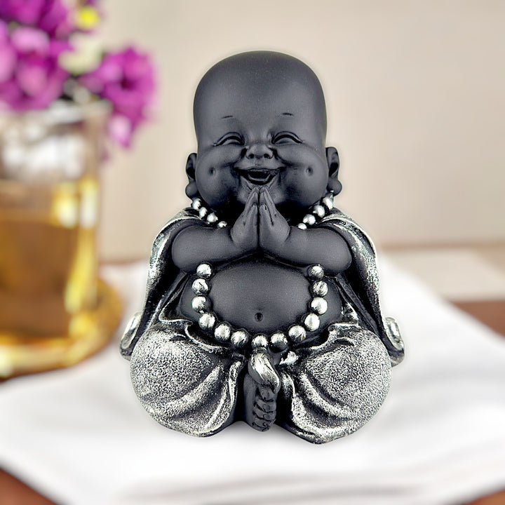 Smiling Buddha Monk Idol for Home Decor | Feng Shui Good Luck Statue | Spiritual Gift - Karigaari India Aesthetic Home Decor