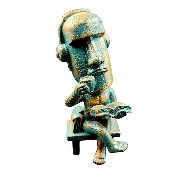 Modern Abstract Thinker Statue Resin Reading Man Figurine with Coffee & Headphones for Home & Office Decor - Karigaari India Aesthetic Home Decor