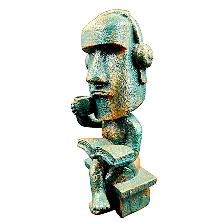 Modern Abstract Thinker Statue Resin Reading Man Figurine with Coffee & Headphones for Home & Office Decor - Karigaari India Aesthetic Home Decor