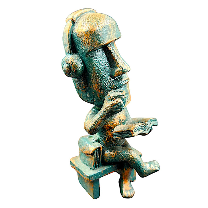 Modern Abstract Thinker Statue Resin Reading Man Figurine with Coffee & Headphones for Home & Office Decor - Karigaari India Aesthetic Home Decor