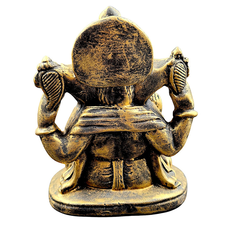Antique Finish Lord Ganesha Idol Resin Ganpati Statue for Home Temple, Office & Gift Decor | Auspicious Ganesh Murti - Karigaari India Aesthetic Home Decor