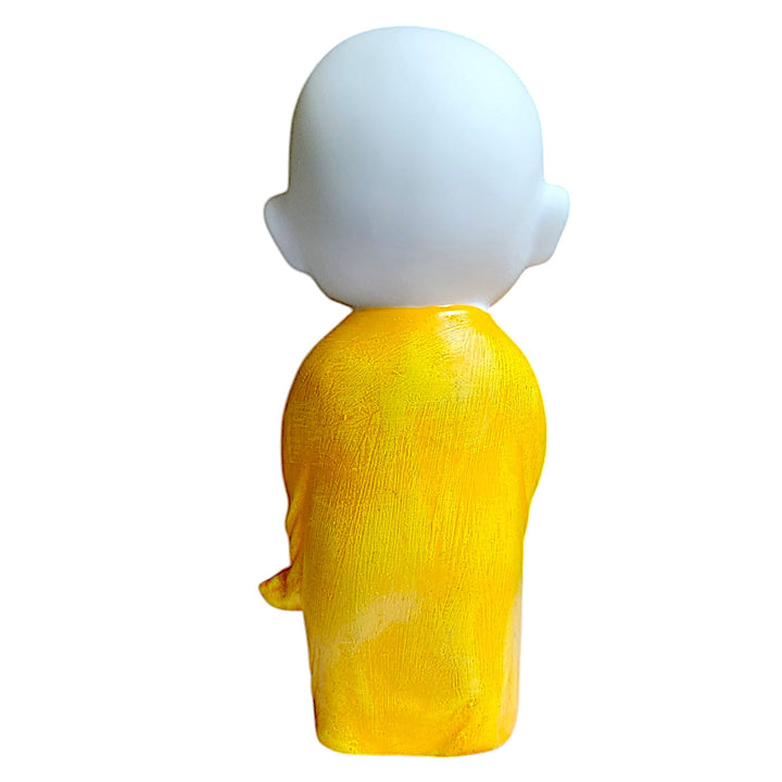 Cute Baby Monk Buddha Statue in Yellow Robe Resin Namaste Buddha Idol for Home Decor, Office Table & Gifting Peaceful Monk Showpiece - Karigaari India Aesthetic Home Decor