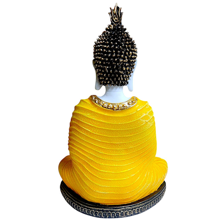Serenity in Style Radiant Yellow Resin Buddha Idol for Peaceful Vibes | Home & Meditation Decor Statue - Karigaari India Aesthetic Home Decor