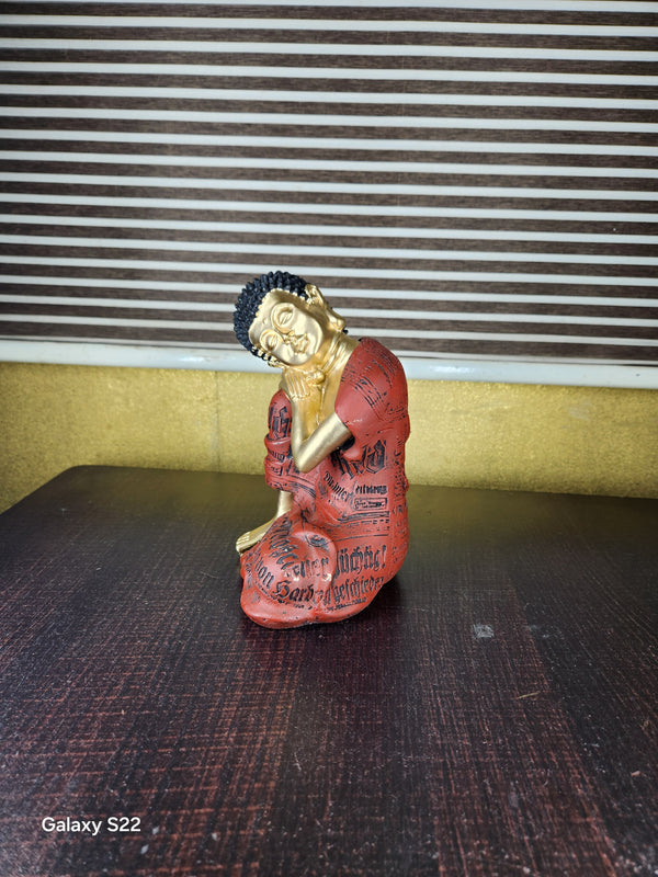 Serene Reclining Buddha Idol  - Golden Resin Statue for Peace, Mindfulness & Home Decor