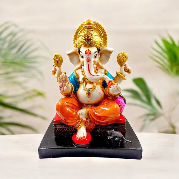 Vibrant Colorful Ganesha Idol  - Auspicious Resin Statue for Home Decor & Gifting