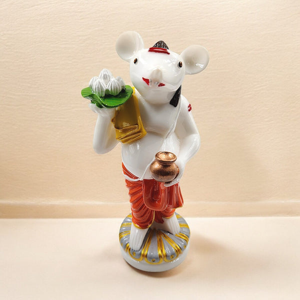 Adorable Mushak Showpiece  - Auspicious Resin Mouse Idol for Ganesha & Home Decor