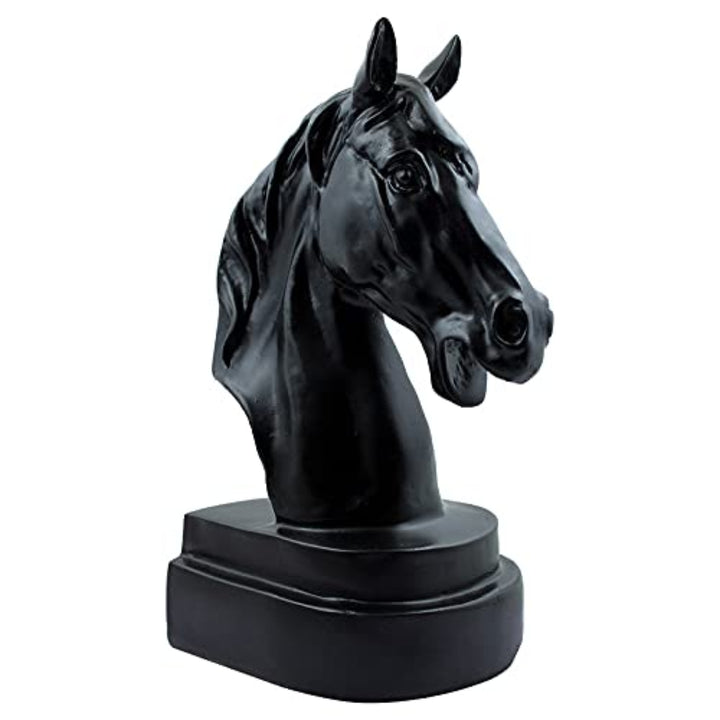 Black Horse Head Resin Statue - Modern Decor - Karigaari India Aesthetic Home Decor