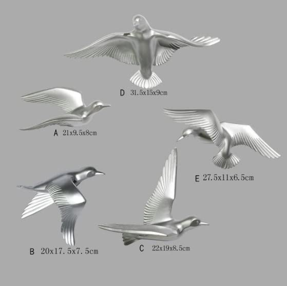 Karigaari Silver Flying Birds Resin Wall Art - Karigaari India Aesthetic Home Decor