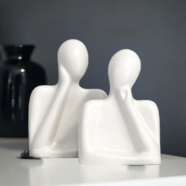 Elegant Abstract Couple Statue  | White Resin Modern Art Figurine for Love, Serenity & Thoughtful Gifting