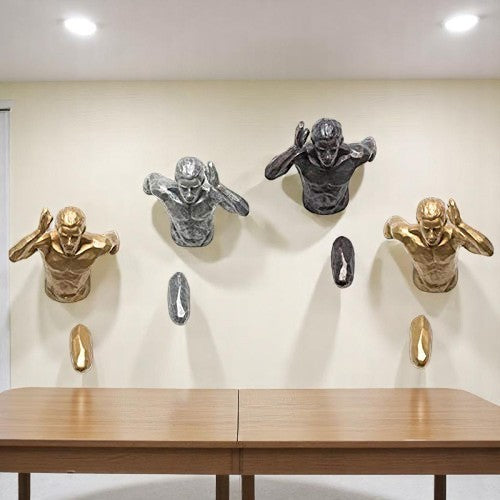 Dynamic Runner Wall Decor - Athlete Art Sculpture Set - Karigaari India Aesthetic Home Decor