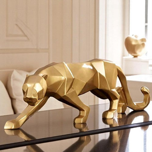 Modern Animal Figurine - Geometric Panther Art - Karigaari India Aesthetic Home Decor