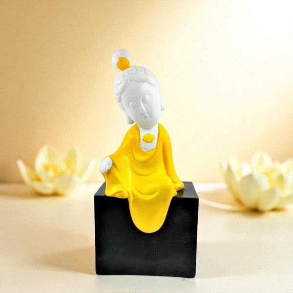 Modern Zen Sitting Buddha Idol  | Minimalist Polyresin Statue for Serenity, Contemporary Home Decor & Peaceful Gifting
