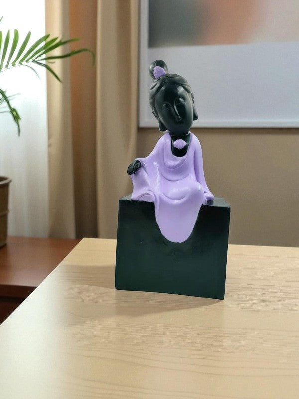 Adorable Purple Baby Monk Buddha Statue  | Resin Smiling Cheeks Figurine for Joy, Positivity & Charming Home Decor